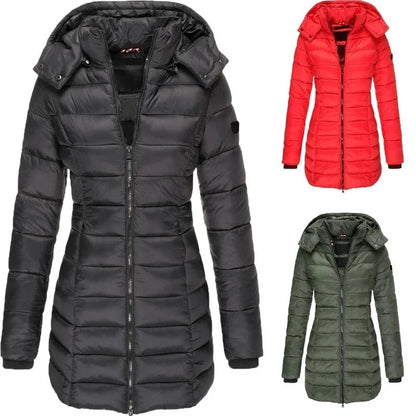 Winter Jackets for Women Zipper Hooded Cotton Padded Jackets Long Sleeve Warm Coat Slim Parka Female Portable Outwear kash