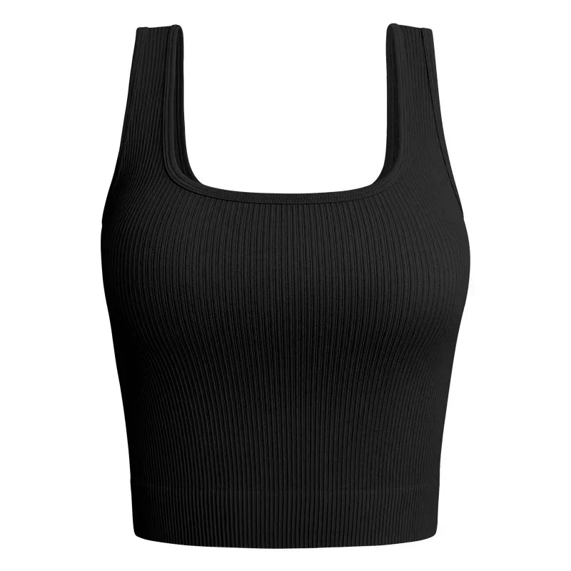 Women Solid Square Neck Ribbed Tank Top Camisole Women Summer Basic Elastic Sleeveless Crop Tops Y2k Clothes asu