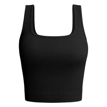 Women Solid Square Neck Ribbed Tank Top Camisole Women Summer Basic Elastic Sleeveless Crop Tops Y2k Clothes asu