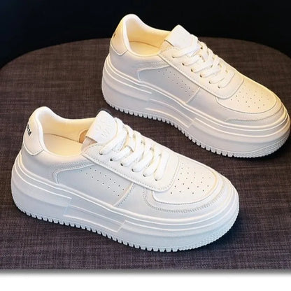 2023 New U Leather Women's White Casual Woman Vulcanize Sneakers Breathable Sport Walking Running Platform Flats Shoes