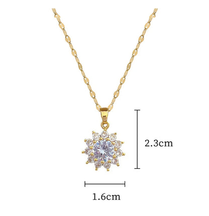 Jewelry Sets With Stone New 18K Gold Plated Sunflower Pendant Necklace for Women Jari