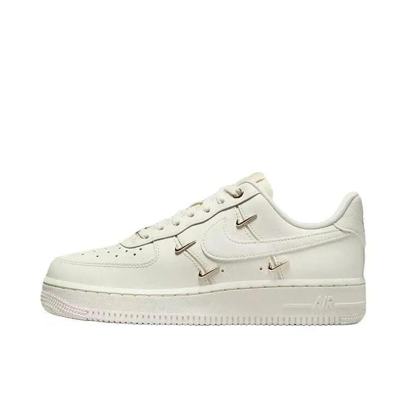 Nike Air Force 1 White Brown Men's and Women's Silver Comfortable Breathable Thick Sole Wear Cushioning Trend Casual Daddy Shoes fr