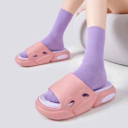 2024 New Couple's Home Indoor Cool Slippers Fashion Thick Sole Mixed Colors Sports Slippers Comfort Breathable Slippers Women freo