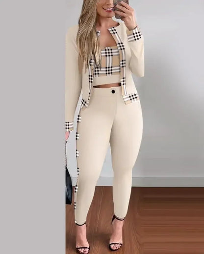 Creative Spring Autumn Street Style European Fashion Women's Clothing Vest Cardigan Leggings Three-Piece Suit Best Seller