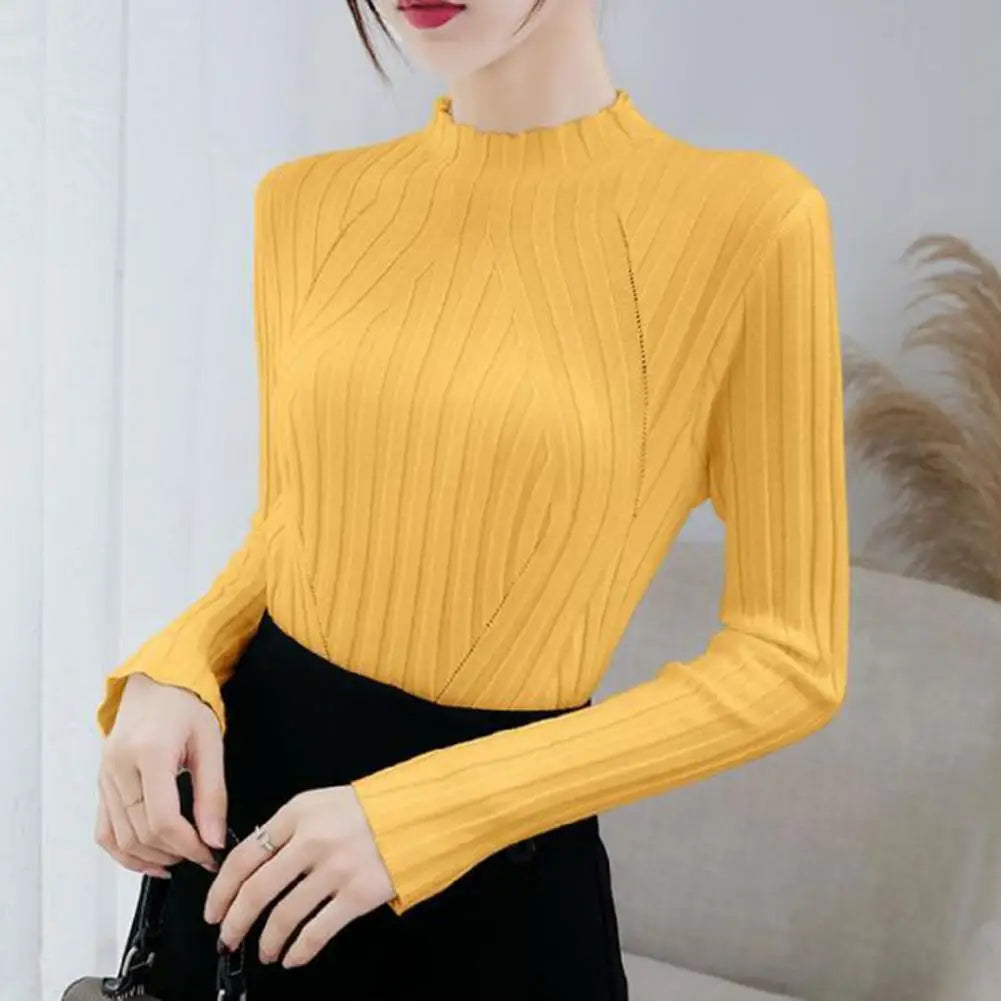 Bottoming Sweater Half High Collar Keep Warm Breathable Comfy Coldproof Polyester Long Sleeve Knitted Basic Sweater for Autumn siter