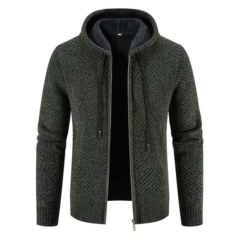 Cardigan Men's  Jacket Male Cold Blouse Autumn Winter New Korean Casual Slim Hooded Windbreaker Warm Y2K Chenille Coat