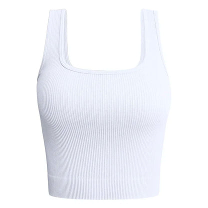 Women Solid Square Neck Ribbed Tank Top Camisole Women Summer Basic Elastic Sleeveless Crop Tops Y2k Clothes asu