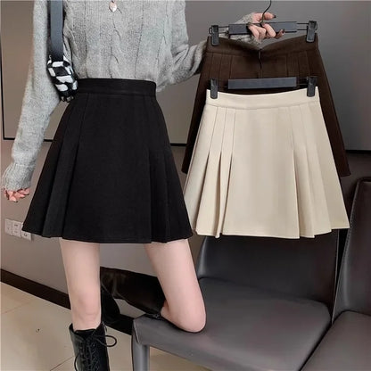 Elegantsocialite Style Skirt 2024 New Women's Spring Plus-size High-waisted Slimming Black A- line Short Skirt Plenty Pleats 3k