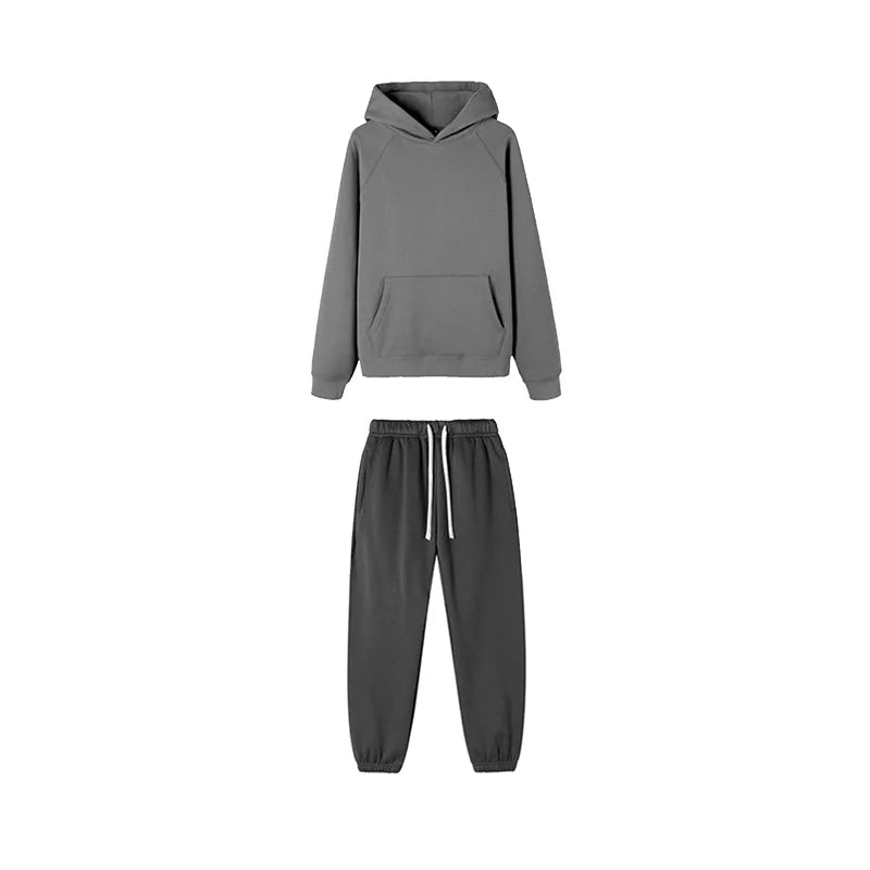 Men Women Hooded Sets Fashion Type 2 Piece Suit Thick fleece Jogging Sweatshirts Oversized Tracksuit Hoodie+Pants Streetwear 4 kanpe