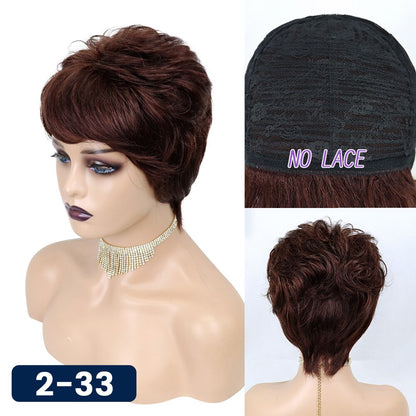 Pixie Cut Wig Human Hair Short  Wig Cheap Human Hair Wigs For Women Full Manchine Made Wig With Bangs Perruque Cheveux Humain