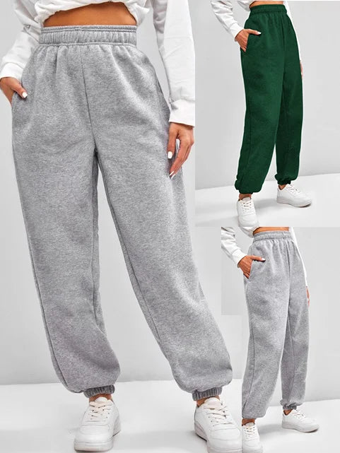 Comfortable High Waist Sweatpants for Women  Stretchy and Soft Everyday Pants with Elastic Waistband wowo