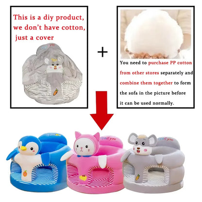 Cute Baby Sofa Support Seat Cover Plush Chair LearningTo Sit Feeding Chair Comfortable Toddler Nest Puff Washable Without Filler fsil