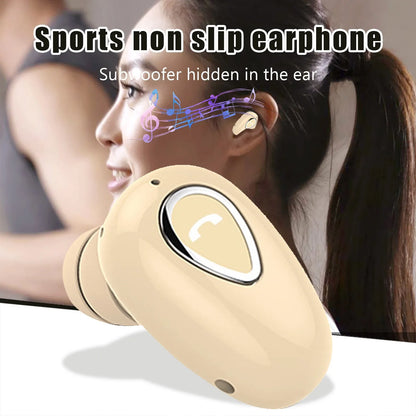 Wireless Bluetooth Single Ear Headset In-Ear Mini Invisible Business Headphone Stereo Deep Bass Sports Hands-free Earphones