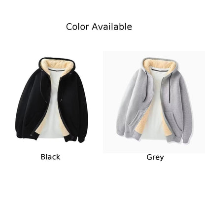 Men Fleece Warm Coats Full Zip Tops Jacket Long Sleeve Hoodies Hooded Sweatshirt Coat Casual Comfortable Breathable Outwear