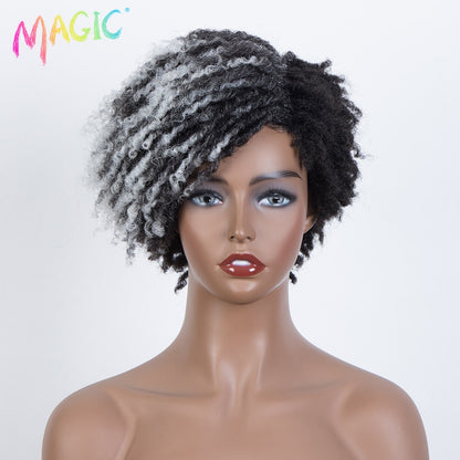 Badon marchand hair Wig Short Dreadlock Wig With Bangs Ombre Black Blonde  Crochet  Wig for Black Women