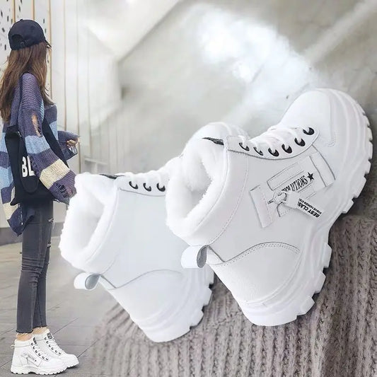 Lace up Women Sneakers Snow Ankle Boots Waterproof Warm Platform Botas woman footwear kodez