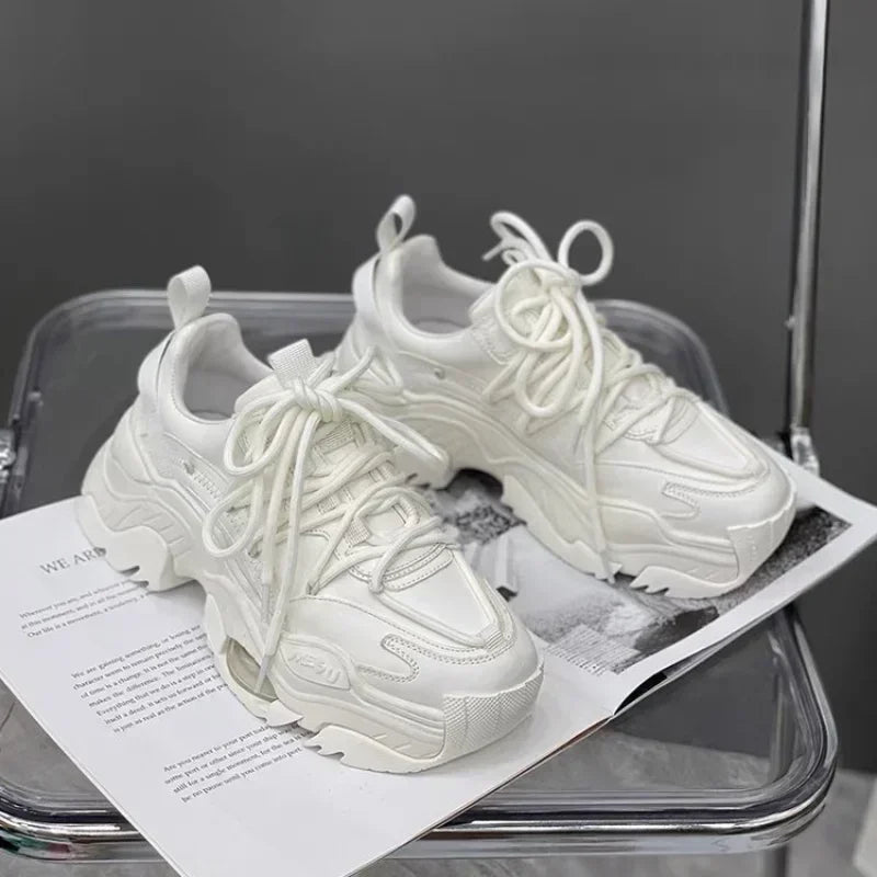 Spring 2023 New Dad Shoes Breathable Women Platform Solid Color Sneakers Casual Shoes Women Small White Shoes