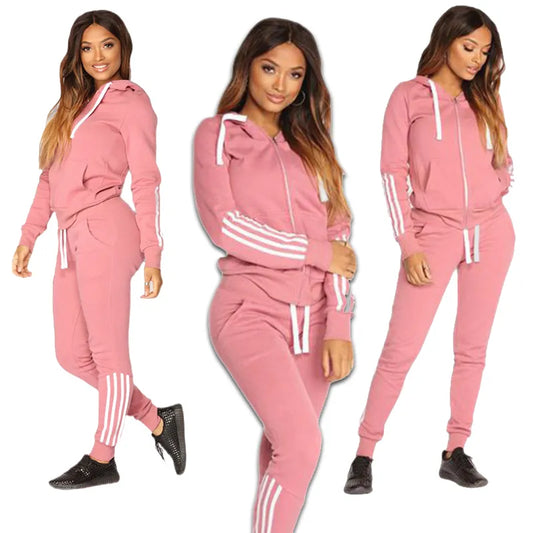 Spring Autumn Women Sweatshirt Set Solid Color Casual Zipper Hoodies Daily Gym Jogging 2 Pieces Set  New Woman Pant Sets pour