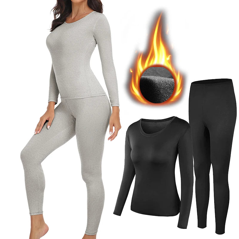 Women Thermal Underwear Set 2 pack Long Johns Ultra Soft Fleece Lined Base Layer Keep Warm Cold Weather Top Bottom﻿ J17