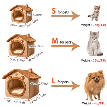 Foldable Pet House Removable Washable Cat House Puppy Cave Sofa Pet Bed House for Extra Small Dogs and Small and Medium Cats fsil