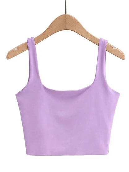 Women  Sleeveless Tops Fashion Short Square Collar Tank Tops asu