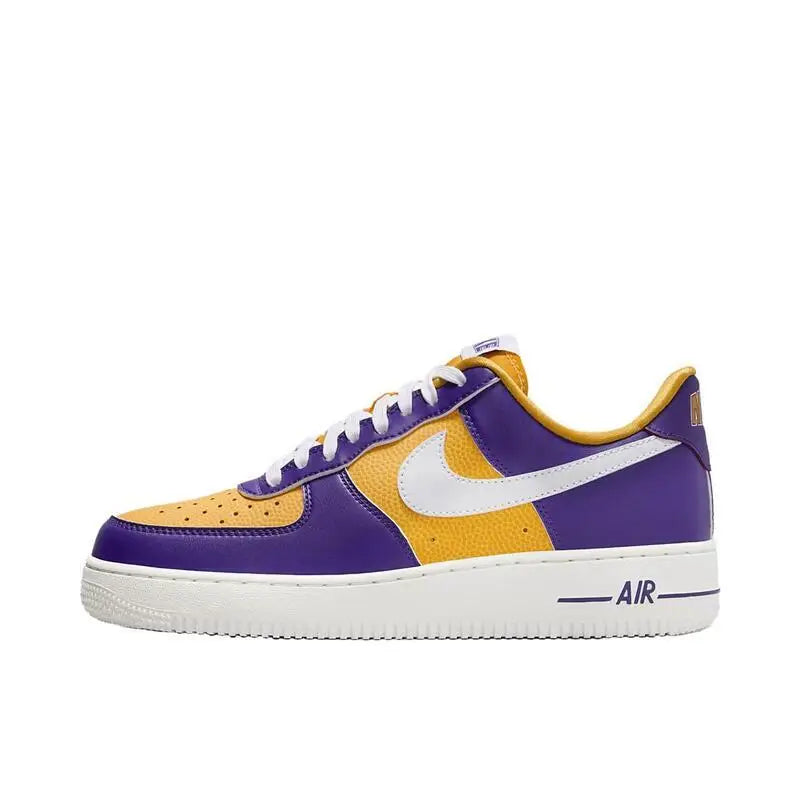 Nike Air Force 1 Low Men's and Women's Board Shoes Are Non Slip, Durable, Comfortable, Lightweight, Low Cut, Purple Yellow fr