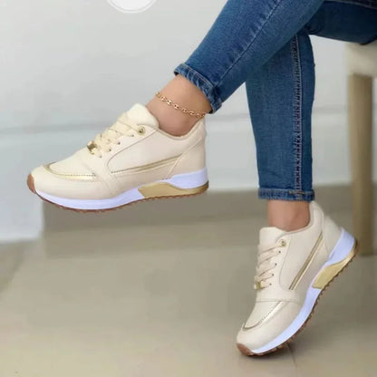 Ladies Sneakers on Sale Fashion Round Toe Flat Platform Shoes Caual Mixed Colors Lace Up Sneakers Outdoor Running Women's Shoes djam