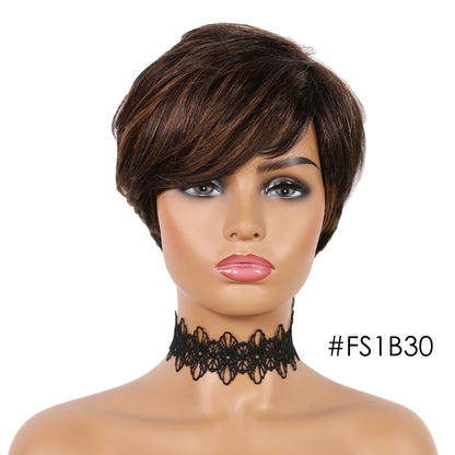 Short Human Hair Wigs Pixie Cut Straight perruque bresillienne for Black Women Machine Made Wigs With Bangs Cheap Glueless Wig