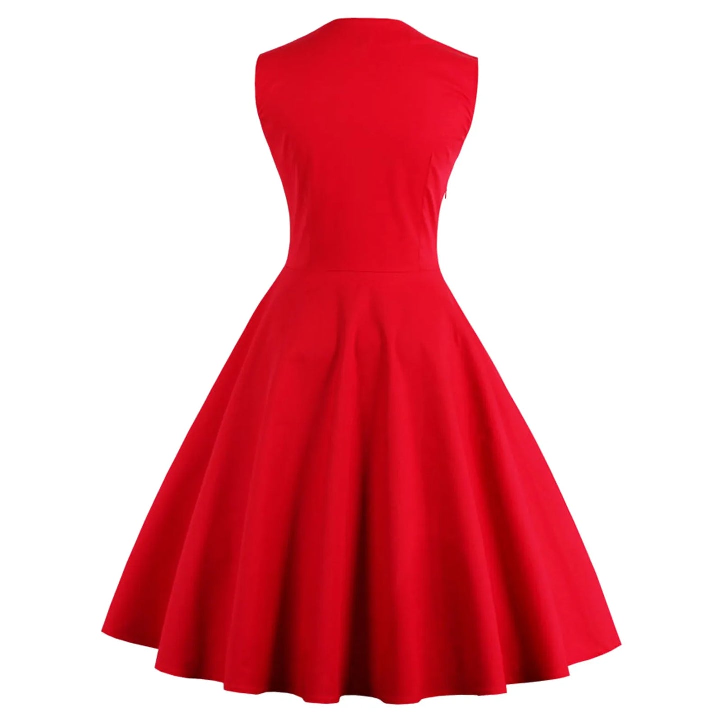 Sleeveless Red Polka Dot Print Vintage Party Dress Women's Elegant Retro 50s 60s Dress Female High Waist Patchwork Swing Dresses