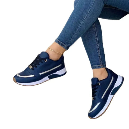 Ladies Sneakers on Sale Fashion Round Toe Flat Platform Shoes Caual Mixed Colors Lace Up Sneakers Outdoor Running Women's Shoes djam