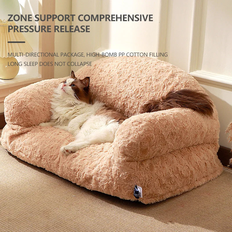 Plush pet sofa bed - all-season, non-slip bottom, durable and scratch-resistant, suitable for dogs and cats asu