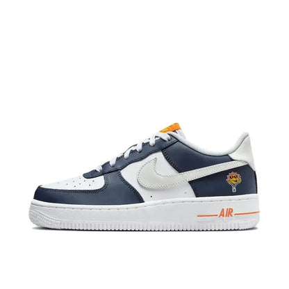 Nike Air Force 1 Men's and Women's Board Shoes Leather Casual Comfort Anti Slip Shock Absorbent Low Cut Blue and White fr