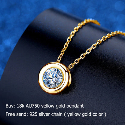 AU750 Real 18K Gold Moissanite Diamond Necklace Fine Jewelry For Woman Wedding Proposal Gift Present jari