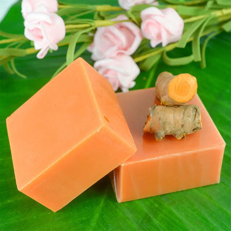 100g Turmeric Essential Oil Handmade Soap Face Wash Removal Acne Clean Cutin Oil Control Moisturizing Whitening Soap Skin Care