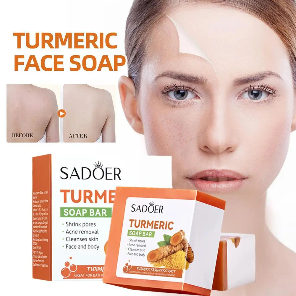 Turmeric Soap Face Cleansing Anti Acne Skin Brighten Dark Body Ginger Remove Essential Pimples Bath Lightening Spot Oil Han X1F9