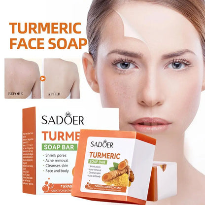 Turmeric Soap Face Cleansing Anti Acne Skin Brighten Dark Body Ginger Remove Essential Pimples Bath Lightening Spot Oil Han X1F9