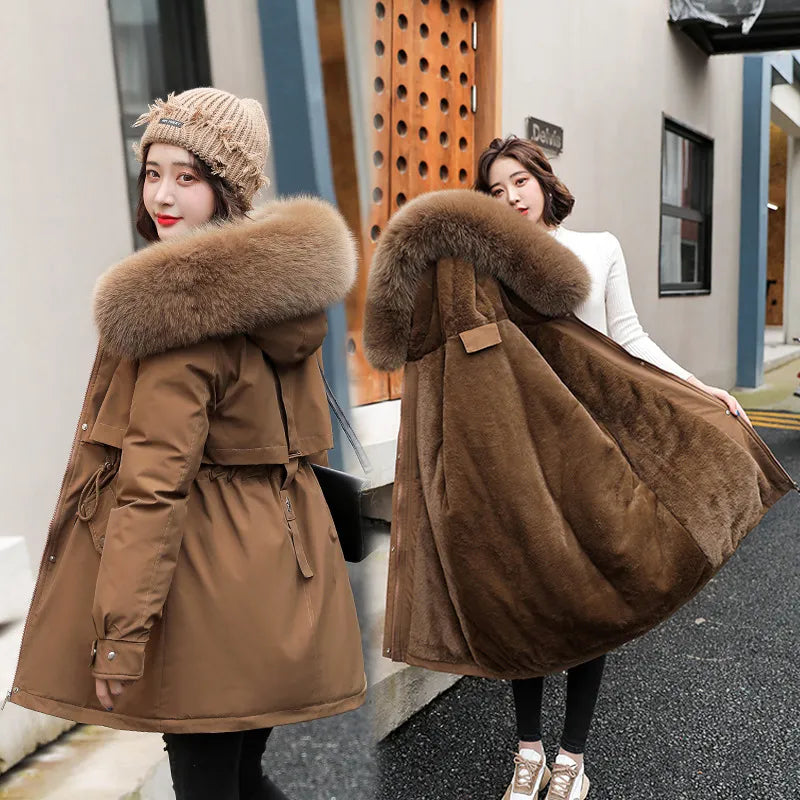 New Winter Jacket Slim with Fur Collar Warm Snows Clothes women's jacket cho