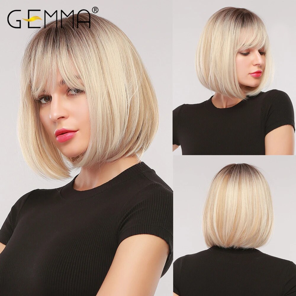 Badon marchand hair Wigs with Side Bangs Pixie Cut Short Straight Synthetic Party Cosplay Wigs for Women