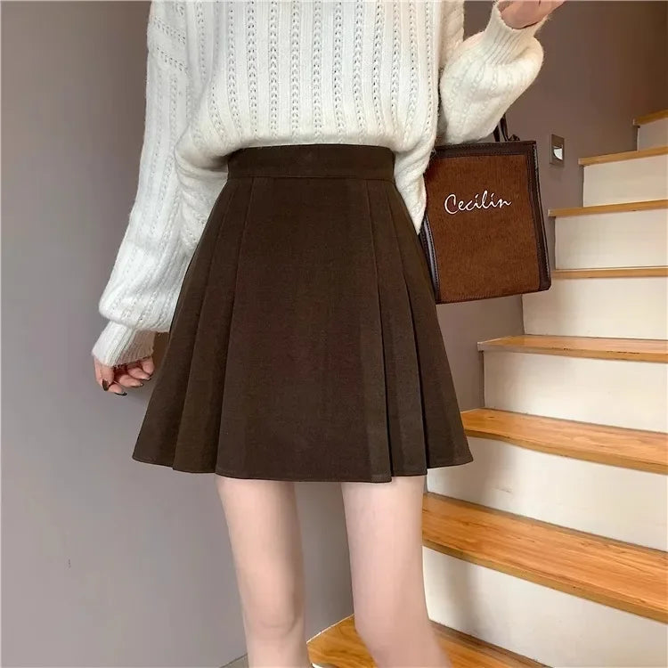 Elegantsocialite Style Skirt 2024 New Women's Spring Plus-size High-waisted Slimming Black A- line Short Skirt Plenty Pleats 3k