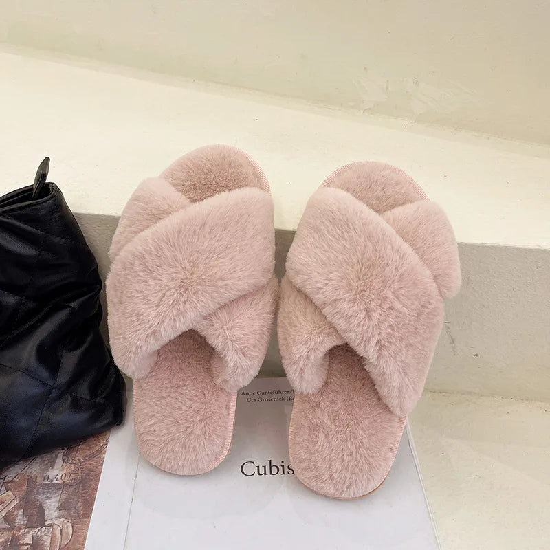 Women Winter Cute  Warm Plush Women Slippers Couple's Indoor Non-slip House Home Cotton Shoes Plush Shoes djam