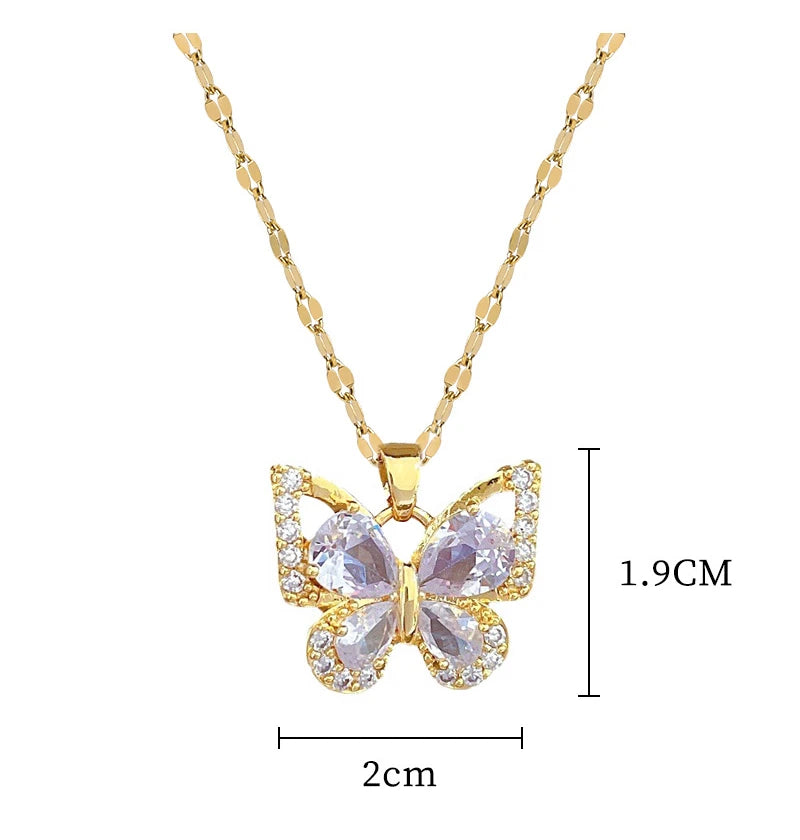 Women Chic Fashion Rhinestone White Clear Butterfly Jewelry Set Jari