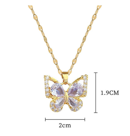 Women Chic Fashion Rhinestone White Clear Butterfly Jewelry Set Jari