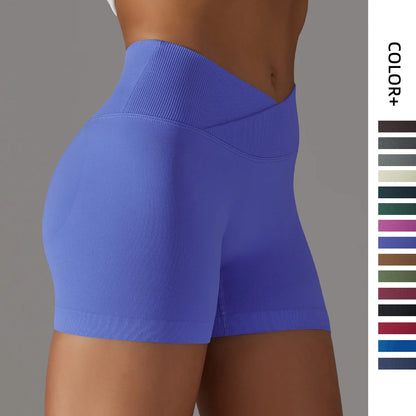 V Cross Waist Seamless Shorts Women Sports Shorts Cycling Yoga Shorts Scrunch Butt Fitness High Waist Gym Shorts Leggings Woman kd