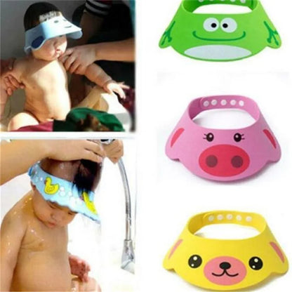 Children's shampoo hat  Adjustable Baby Shower Caps Lovely Baby Wash Hair Shield Hair Bath Shield Ear Eye Protection Visor