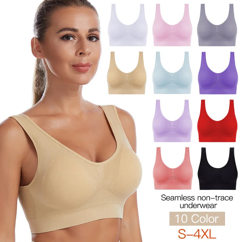 Women Wire Free Bralette Underwear Comfortable Active Padded Brassiere Crop Top asu