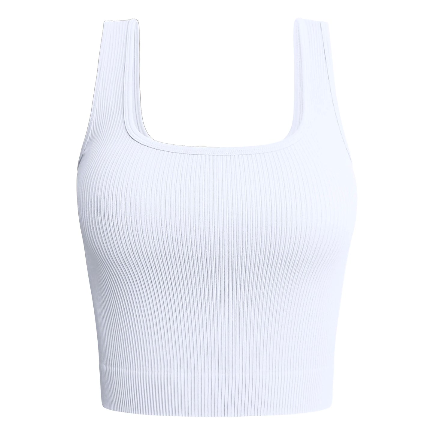 New Fashion Solid Color Square Neck Ribbed Tank Top Camisole Women Summer Basic Elastic Sleeveless Crop Tops asu