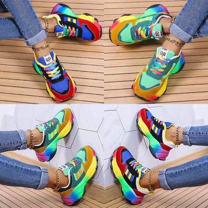 Fashion Women Sneakers Running Footwear Feminino Colorful Casual Comfort Lace Up Running Shoes Outdoor platform Women Tenis shoe djam