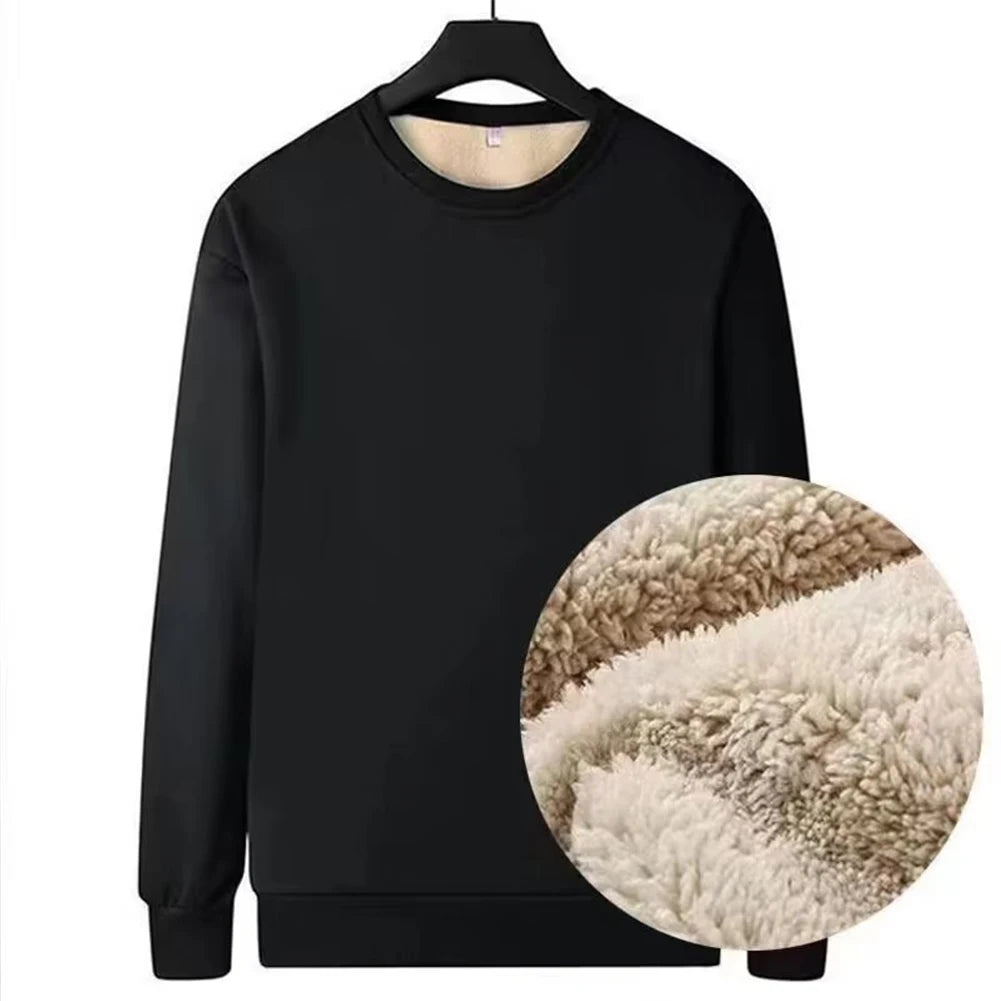 Casual Men's Fleece Lined Thick Warm Thermal Underwear Tops Basic T-shirts Streetwear Crew Neck Pullover Tees T Shirt Clothing J17