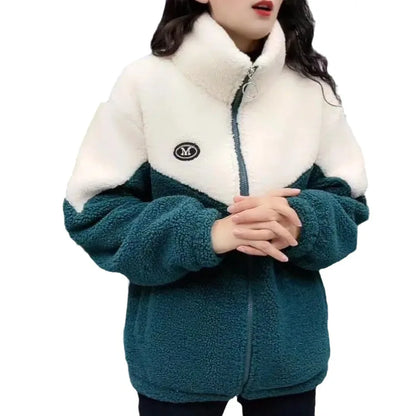 Women Jacket Colored Thickened Lamb Fleece Long Sleeve  kp