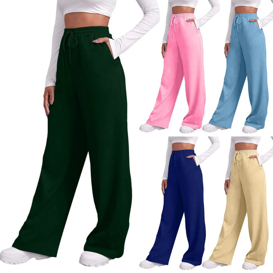 Women’s Fleece Lined Sweatpants Wide Straight Leg Pants Bottom Sweatpants Joggers Pants Workout High Waisted Yoga Pants With wowo